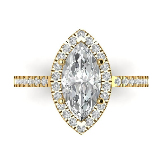 Clara Pucci 14K Yellow Gold 2.38ct Clear Halo Ring for Women