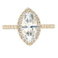 thumbnail image 1 of 2.38 ct Marquise Cut Genuine Cultured Diamond SI1-SI2 G-H 14K Yellow Gold Halo Promise Wedding Statement Engagement Designer Ring W/ Crystal side stones size 7.5, 1 of 6