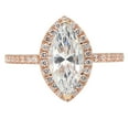 thumbnail image 1 of 2.38 ct Marquise Cut Genuine Cultured Diamond VS1-VS2 G-H 14K Rose Gold Halo Promise Wedding Statement Engagement Designer Ring W/ Crystal side stones size 5.5, 1 of 6