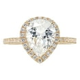 thumbnail image 1 of 2.38 ct Pear Cut Genuine Cultured Diamond SI1-SI2 I-J 18K Yellow Gold Halo Promise Wedding Statement Engagement Designer Ring size 3.5, 1 of 7