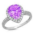 thumbnail image 1 of 2.38 ct Pear Cut Natural Amethyst with Simulated Diamond Halo Accents 18K White Gold Womens Engagement Ring, 1 of 5