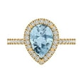 thumbnail image 1 of Clara Pucci 14K Yellow Gold Solid Gold Aquamarine Halo Anniversary Ring for Women - 2.38 cttw Pear Cut, 1 of 7