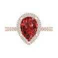 thumbnail image 1 of 2.38 ct Pear Cut Natural Garnet with Simulated Diamond Halo Accents 14K Rose Gold Womens Engagement Ring, 1 of 7