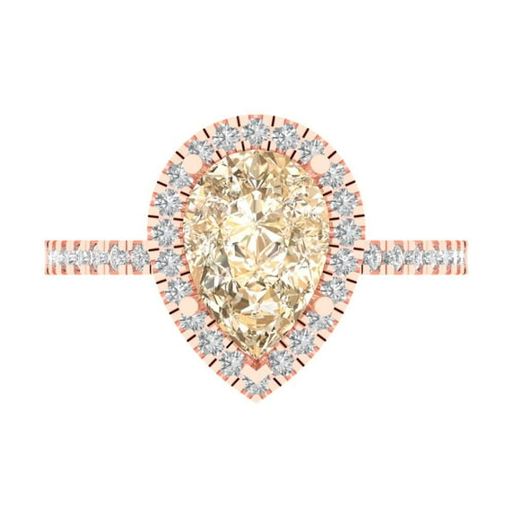 2.38 ct Pear Cut Natural Morganite Halo Engagement Ring for Women in 18K Rose Gold