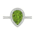thumbnail image 1 of 2.38 ctw with Simulated Diamond Halo Accents Anniversary Ring for Women | Pear Cut Natural Peridot | Hyperallergenic Solid 14K White Gold, 1 of 5