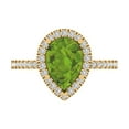 thumbnail image 1 of Clara Pucci 14K Yellow Gold Solid Gold Peridot Halo Anniversary Ring for Women - 2.38 cttw Pear Cut, 1 of 7