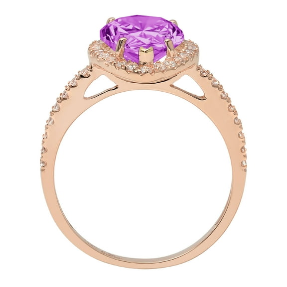 2.38 ct Pear Cut Simulated Alexandrite Halo Engagement Ring for Women in 18K Rose Gold