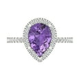 thumbnail image 1 of 2.38 ct Pear Cut Simulated Alexandrite with Simulated Diamond Halo Accents 14K White Gold Womens Engagement Ring, 1 of 5