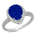 thumbnail image 1 of 2.38 ct Pear Cut Simulated Blue Sapphire with Simulated Diamond Halo Accents 14K White Gold Womens Engagement Ring, 1 of 3