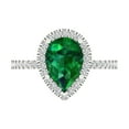 thumbnail image 1 of 2.38 ct Pear Cut Simulated Emerald Halo Engagement Ring for Women in 18K White Gold, 1 of 5