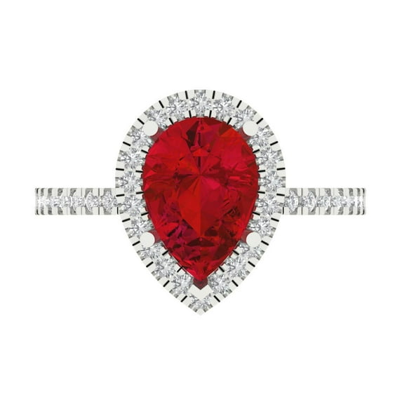 Clara Pucci 14K White Gold 2.38ct Tourmaline Halo Ring for Women