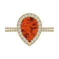 thumbnail image 1 of Clara Pucci 14K Yellow Gold Solid Gold Red Halo Anniversary Ring for Women - 2.38 cttw Pear Cut, 1 of 7