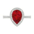 thumbnail image 1 of Clara Pucci 14K White Gold Solid Gold Ruby Halo Anniversary Ring for Women - 2.38 cttw Pear Cut, 1 of 7