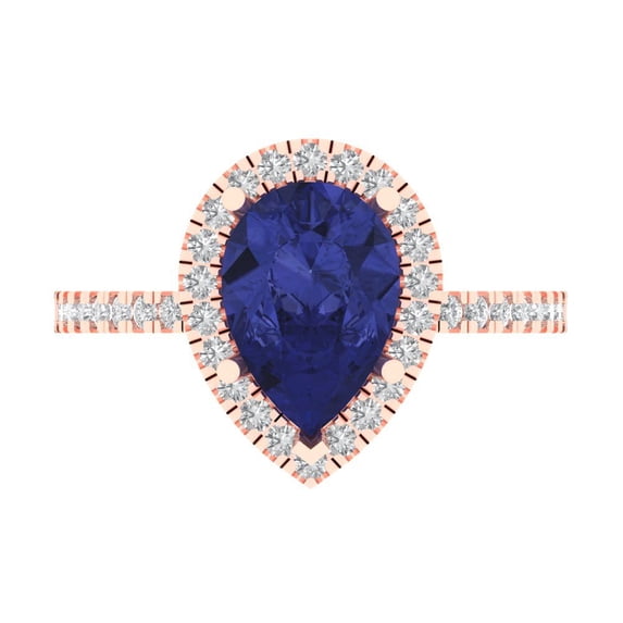 Clara Pucci 14K Rose Gold 2.38ct Tanzanite Halo Ring for Women