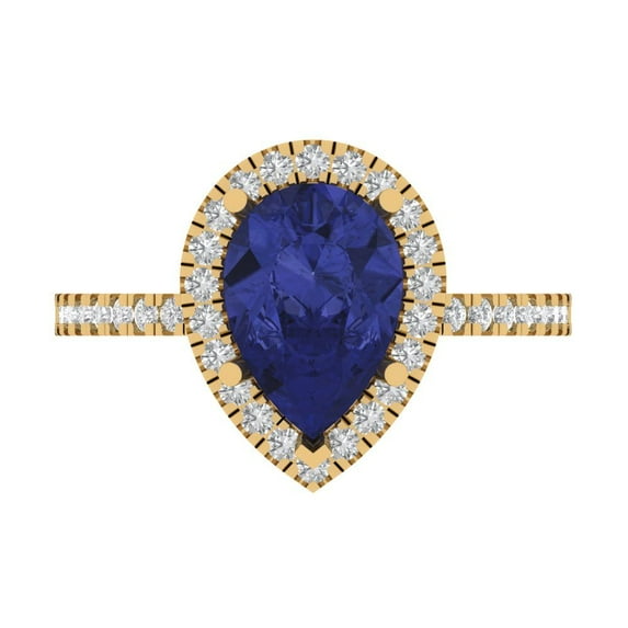 Clara Pucci 14K Yellow Gold 2.38ct Tanzanite Halo Ring for Women