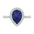 thumbnail image 1 of 2.38 ct Pear Cut Simulated Tanzanite with Simulated Diamond Halo Accents 14K White Gold Womens Engagement Ring, 1 of 5