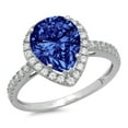 thumbnail image 1 of 2.38 ct Pear Cut Simulated Tanzanite with Simulated Diamond Halo Accents 18K White Gold Womens Engagement Ring, 1 of 4