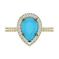 thumbnail image 1 of Clara Pucci 14K Yellow Gold Solid Gold Turquoise Halo Anniversary Ring for Women - 2.38 cttw Pear Cut, 1 of 7