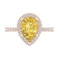 thumbnail image 1 of 2.38 ct Pear Cut Simulated Yellow Diamond with Simulated Diamond Halo Accents 18K Rose Gold Womens Engagement Ring, 1 of 5