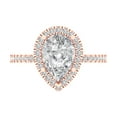 thumbnail image 1 of 2.38 ctw with Simulated Diamond Halo Accents Anniversary Ring for Women | Pear Cut White Sapphire | Hyperallergenic Solid 14K Rose Gold, 1 of 5