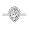 thumbnail image 1 of 2.38 ctw with Simulated Diamond Halo Accents Anniversary Ring for Women | Pear Cut White Sapphire | Hyperallergenic Solid 18K White Gold, 1 of 5