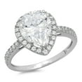 thumbnail image 1 of 2.38 ct Pear Cut White Sapphire with Simulated Diamond Halo Accents 18K White Gold Womens Engagement Ring, 1 of 5