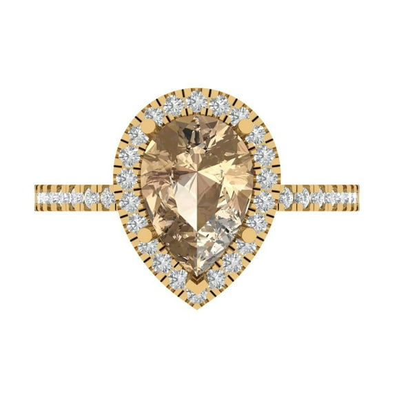 2.38 ct Pear Cut Yellow Moissanite Halo Engagement Ring for Women in 18K Yellow Gold