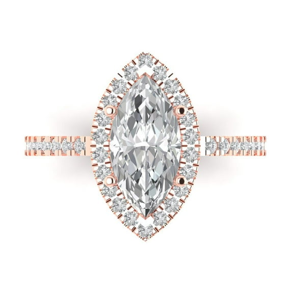 Halo Engagement Ring for Women - 2.38ct Moissanite in 14K Rose Gold Promise Ring