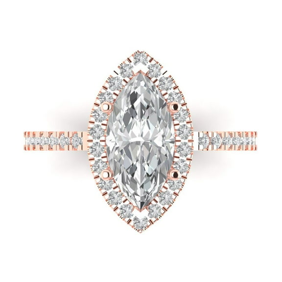 Halo Engagement Ring for Women - 2.38ct Moissanite in 18K Rose Gold Promise Ring