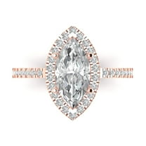 Halo Engagement Ring for Women - 2.38ct Moissanite in 18K Rose Gold Promise Ring