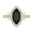 thumbnail image 1 of 2.38ct Marquise Cut Black Natural Onyx 18k Yellow Gold Engraving Statement Bridal Wedding Halo Designer Ring Size 11, 1 of 5