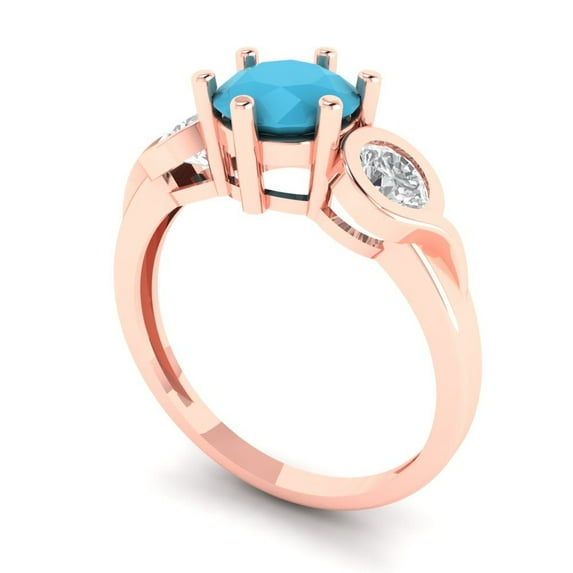 2.38ct Marquise Cut Blue Natural Sky Blue Topaz 14k Pink Rose Gold Engraving Statement Bridal Wedding Halo Designer Ring Size 8.25