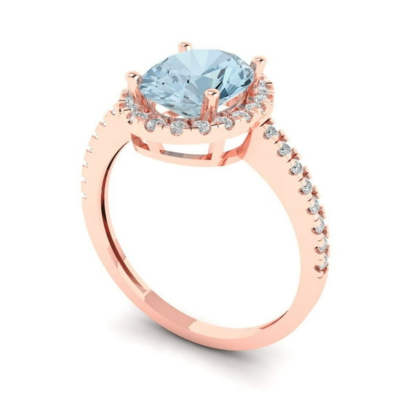 2.38ct Marquise Cut Blue Natural Swiss Blue Topaz 18k White Gold Engraving Statement Bridal Wedding Halo Designer Ring Size 4.75
