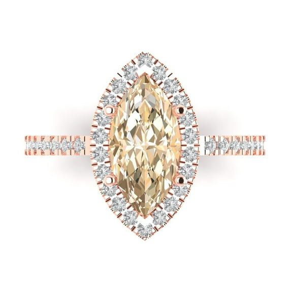 Clara Pucci 14K Rose Gold 2.38ct Morganite Halo Ring for Women