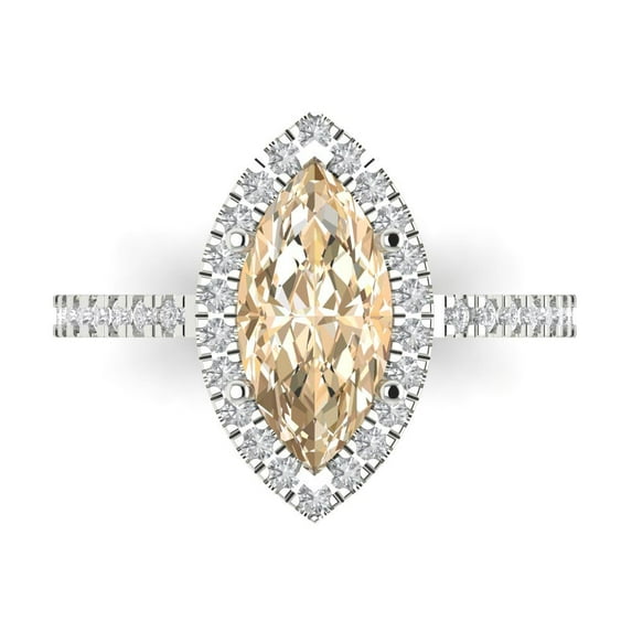 Clara Pucci 14K White Gold 2.38ct Morganite Halo Ring for Women