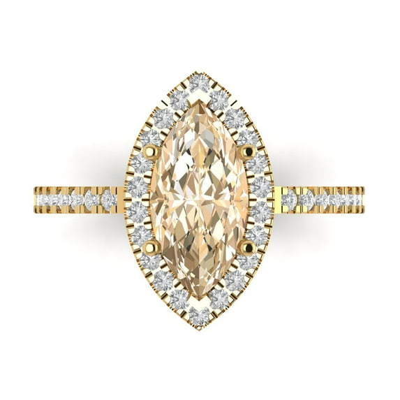 Clara Pucci 14K Yellow Gold 2.38ct Morganite Halo Ring for Women
