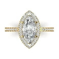 thumbnail image 1 of 2.38ct Marquise Cut Clear Moissanite 18k Yellow Gold Engraving Statement Bridal Wedding Halo Designer Ring Size 5, 1 of 5