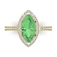 thumbnail image 1 of 2.38ct Marquise Cut Green Crystal 18k Yellow Gold Engraving Statement Bridal Wedding Halo Designer Ring Size 7.5, 1 of 5
