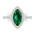 thumbnail image 1 of Clara Pucci 14K White Gold 2.38ct Emerald Halo Ring for Women, 1 of 7