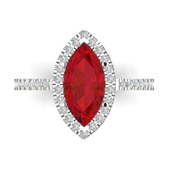 Clara Pucci 14K White Gold 2.38ct Tourmaline Halo Ring for Women