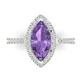 thumbnail image 1 of 2.38ct Marquise Cut Purple Alexandrite 18k White Gold Engraving Statement Bridal Wedding Halo Designer Ring Size 10.5, 1 of 5