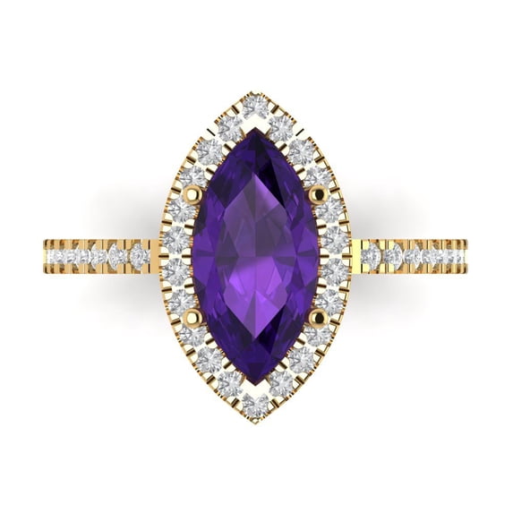 Clara Pucci 14K Yellow Gold 2.38ct Amethyst Halo Ring for Women