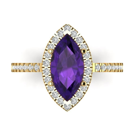 Clara Pucci 14K Yellow Gold 2.38ct Amethyst Halo Ring for Women
