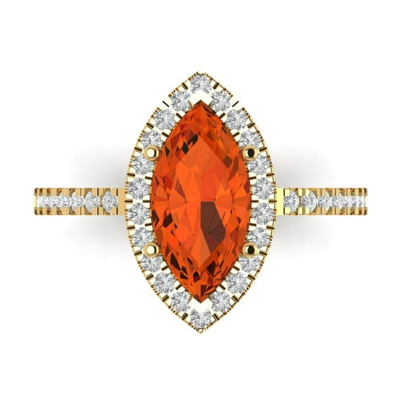 Clara Pucci 14K Yellow Gold 2.38ct Red Halo Ring for Women
