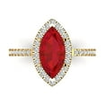 thumbnail image 1 of 2.38ct Marquise Cut Red Ruby 18k Yellow Gold Engraving Statement Bridal Wedding Halo Designer Ring Size 5, 1 of 5