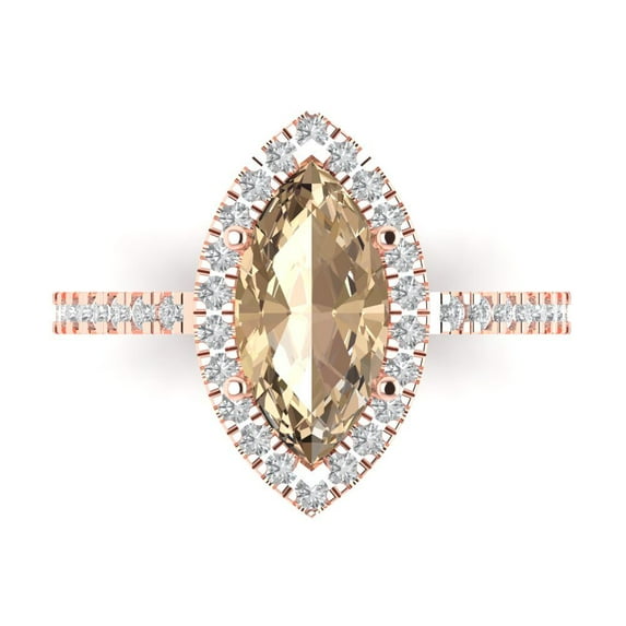 Clara Pucci 14K Rose Gold 2.38ct YellowMoissanite Halo Ring for Women
