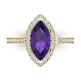 thumbnail image 1 of Halo Engagement Ring for Women - 2.38ct Natural Amethyst in 18K Yellow Gold Promise Ring, 1 of 6