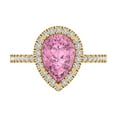 thumbnail image 1 of Clara Pucci 14K Yellow Gold 2.38ct Pink Halo Ring for Women, 1 of 7