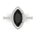 thumbnail image 1 of Clara Pucci 14K White Gold Solid Gold Onyx Halo Anniversary Ring for Women - 2.38 cttw Marquise Cut, 1 of 7
