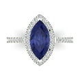 thumbnail image 1 of Clara Pucci 14K White Gold Solid Gold Tanzanite Halo Anniversary Ring for Women - 2.38 cttw Marquise Cut, 1 of 7